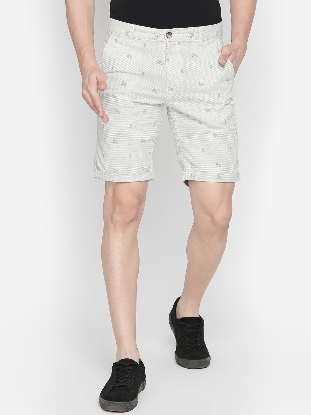 

Urban Ranger by pantaloons Men Off-White Printed Slim Fit Regular Shorts