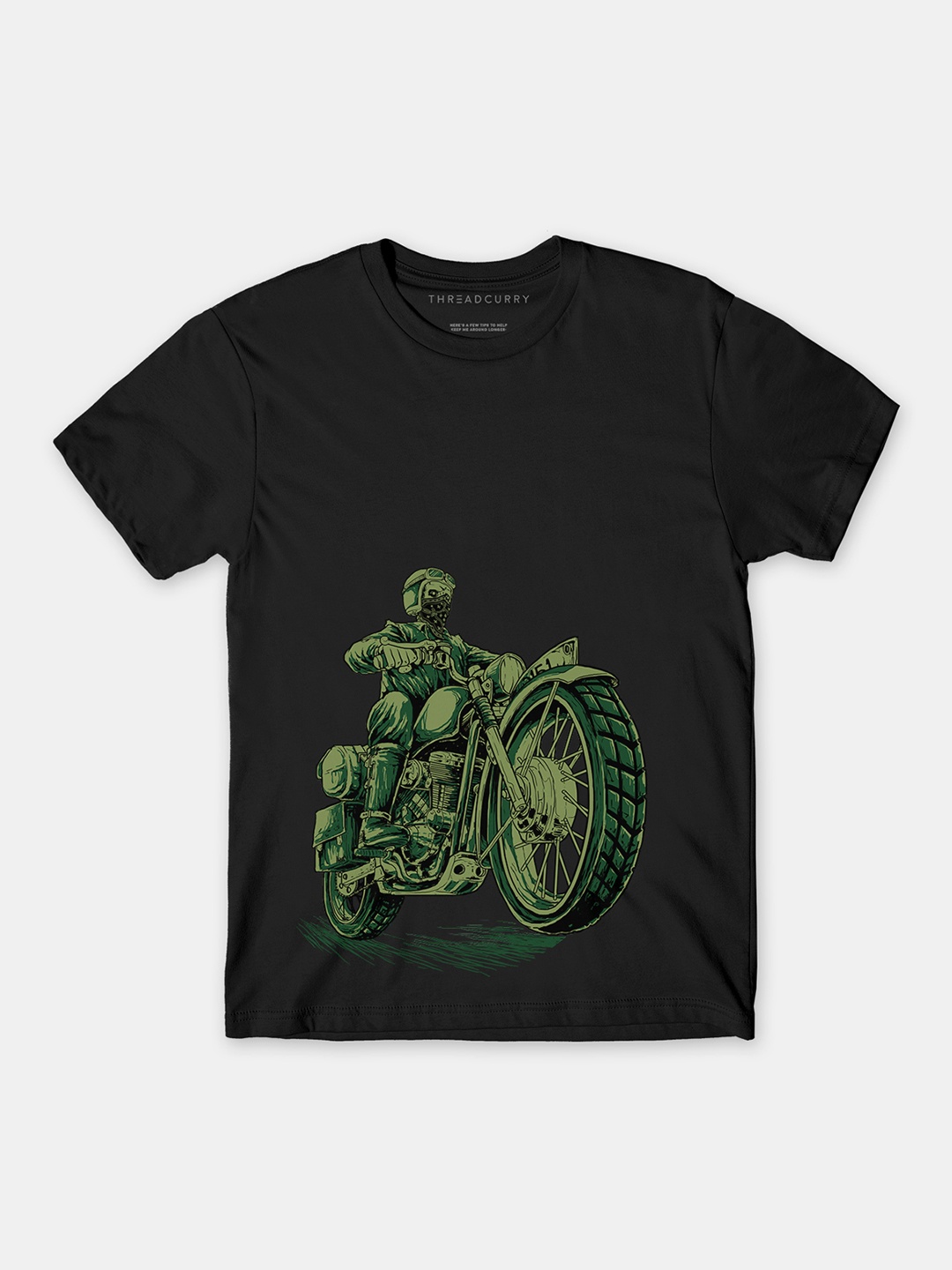 

THREADCURRY Boys Black Biker Print Tshirt