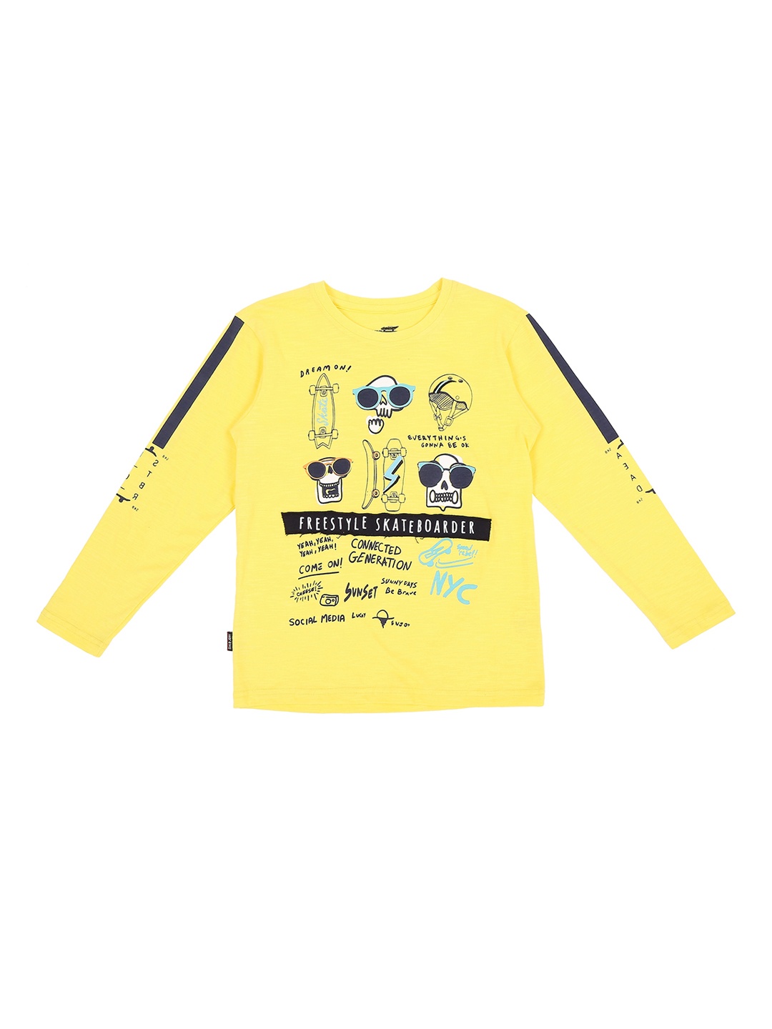 

Gini and Jony Boys Yellow Printed Round Neck T-shirt
