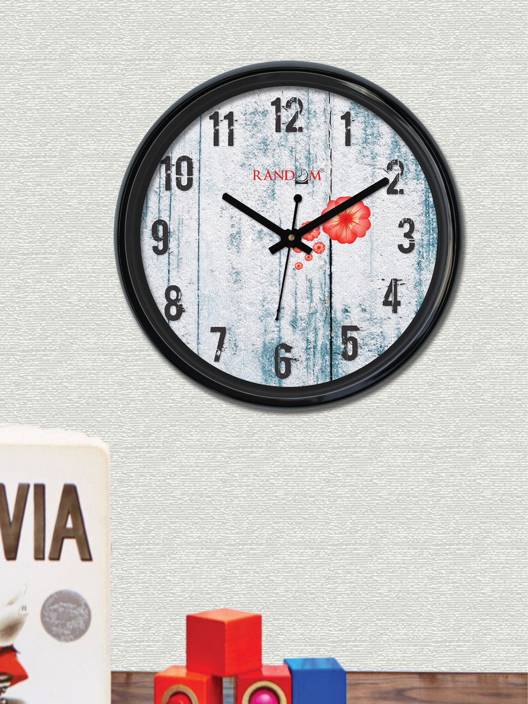 

RANDOM Off-White & Sea Green Round Printed Analogue Wall Clock RC-6454