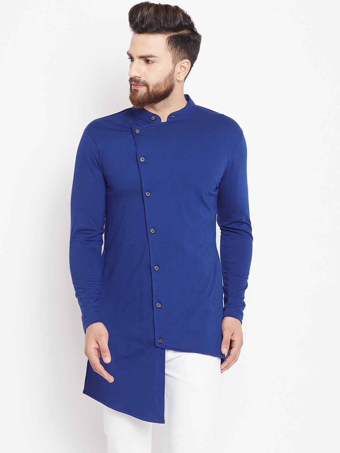 

CHILL WINSTON Men Blue Solid Straight Kurta