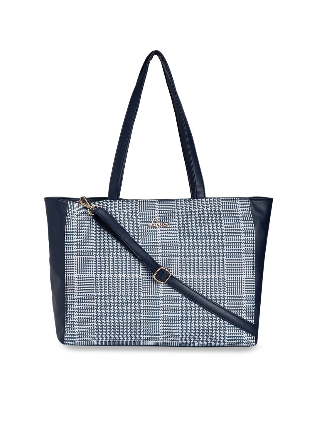 

Lavie Blue & Off-White Checked Shoulder Bag