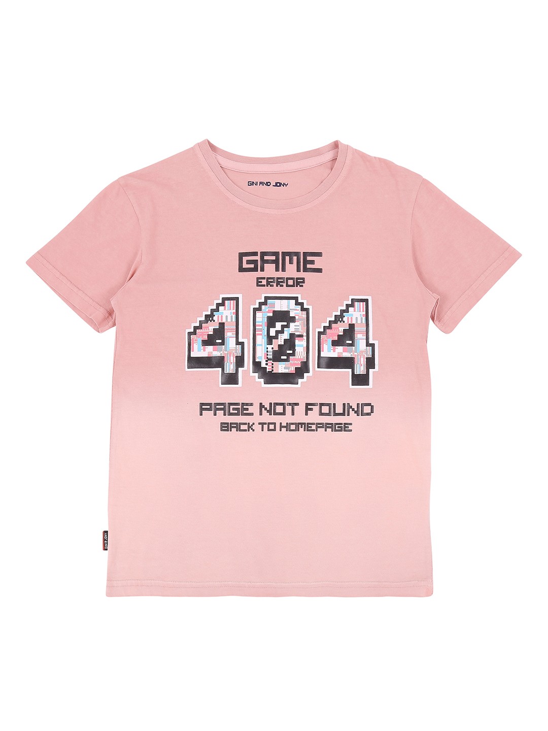 

Gini and Jony Boys Pink Printed Round Neck T-shirt