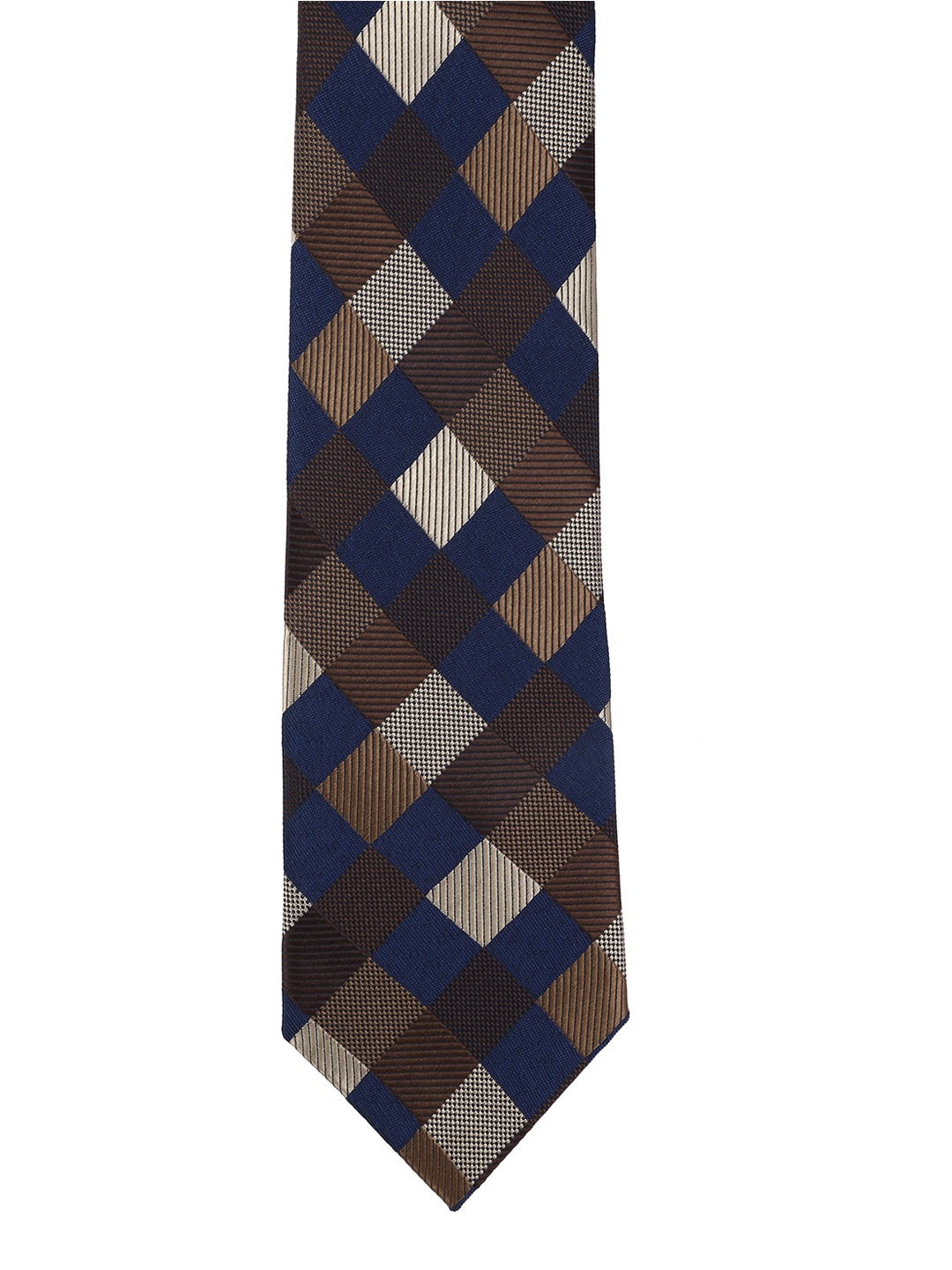 

Calvadoss Blue & Brown Checked Broad Tie