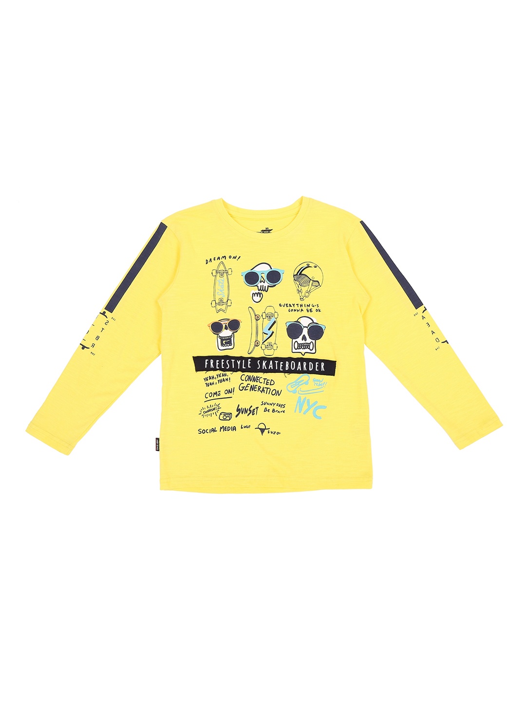 

Gini and Jony Boys Yellow Printed Round Neck T-shirt