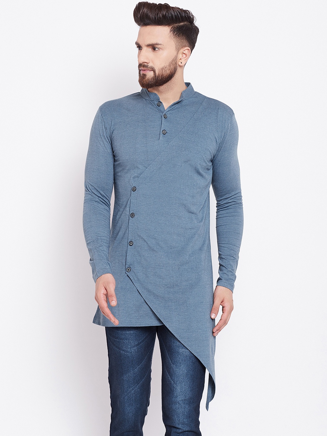 

CHILL WINSTON Men Blue Solid Straight Kurta