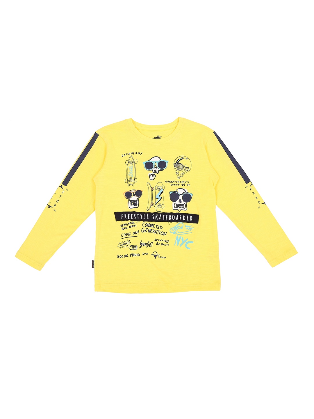 

Gini and Jony Boys Yellow Printed Round Neck T-shirt