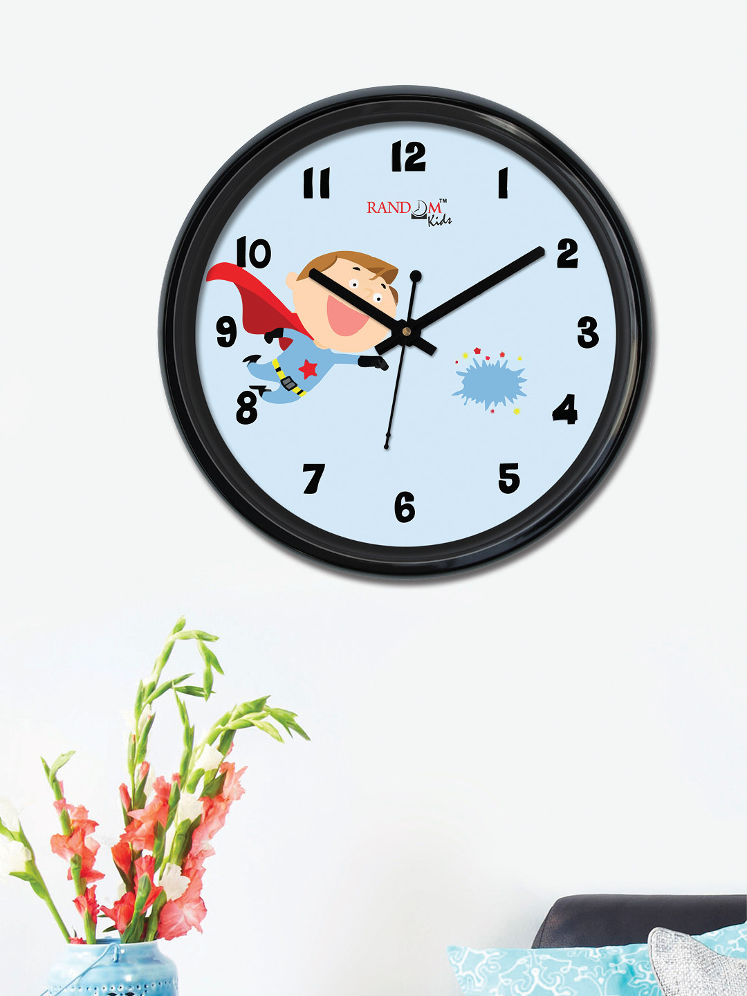 

RANDOM Black & Blue Round Printed Analogue Wall Clock