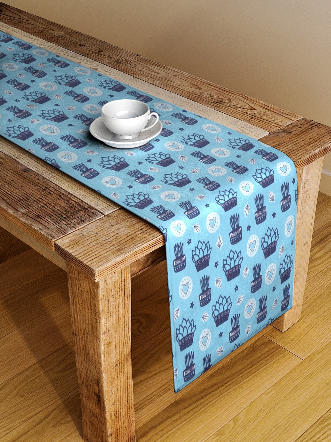 

Alina decor Blue Digitally Printed Table Runner