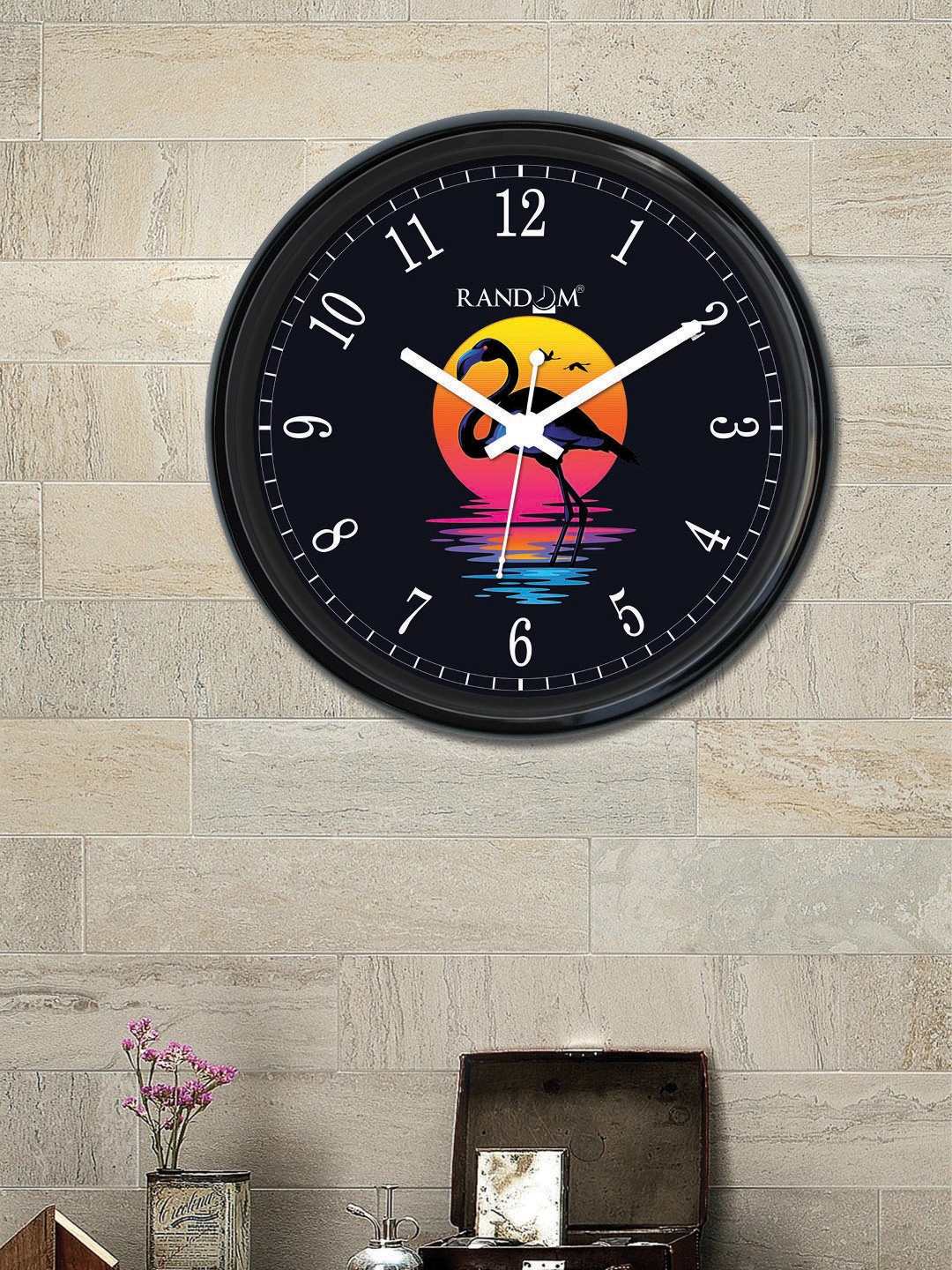 

RANDOM Black & Yellow Round Printed Analogue Wall Clock RC-6461