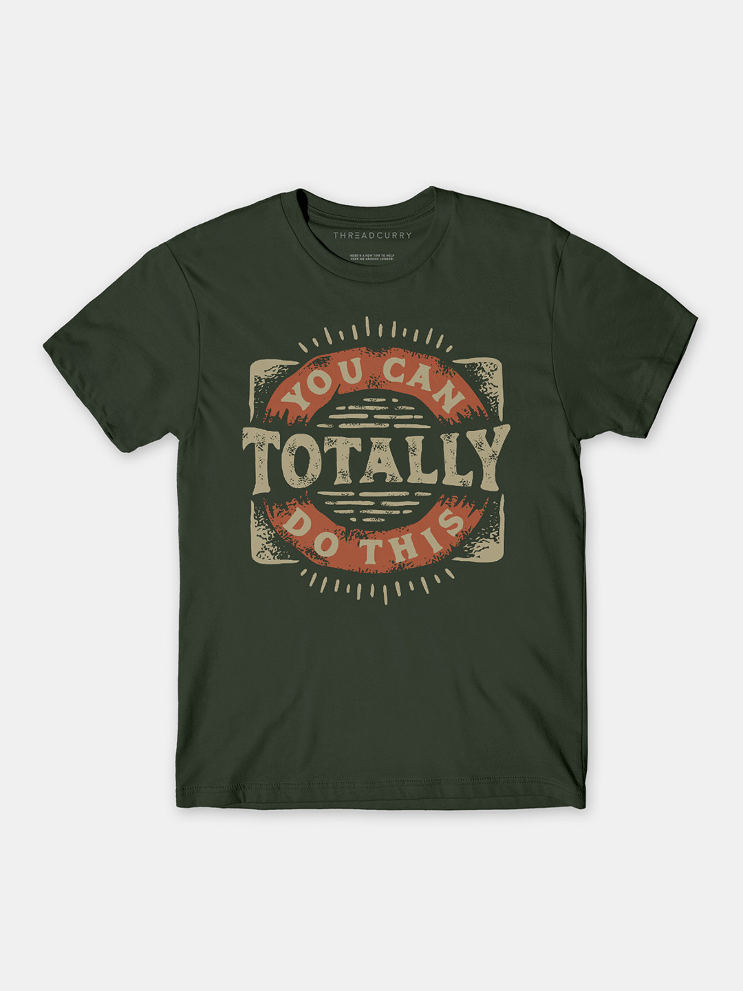 

THREADCURRY Boys Olive Green Motivational Quote Print Tshirt