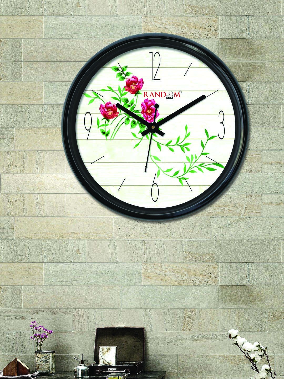 

RANDOM White & Green Round Printed 30cm Analogue Wall Clock