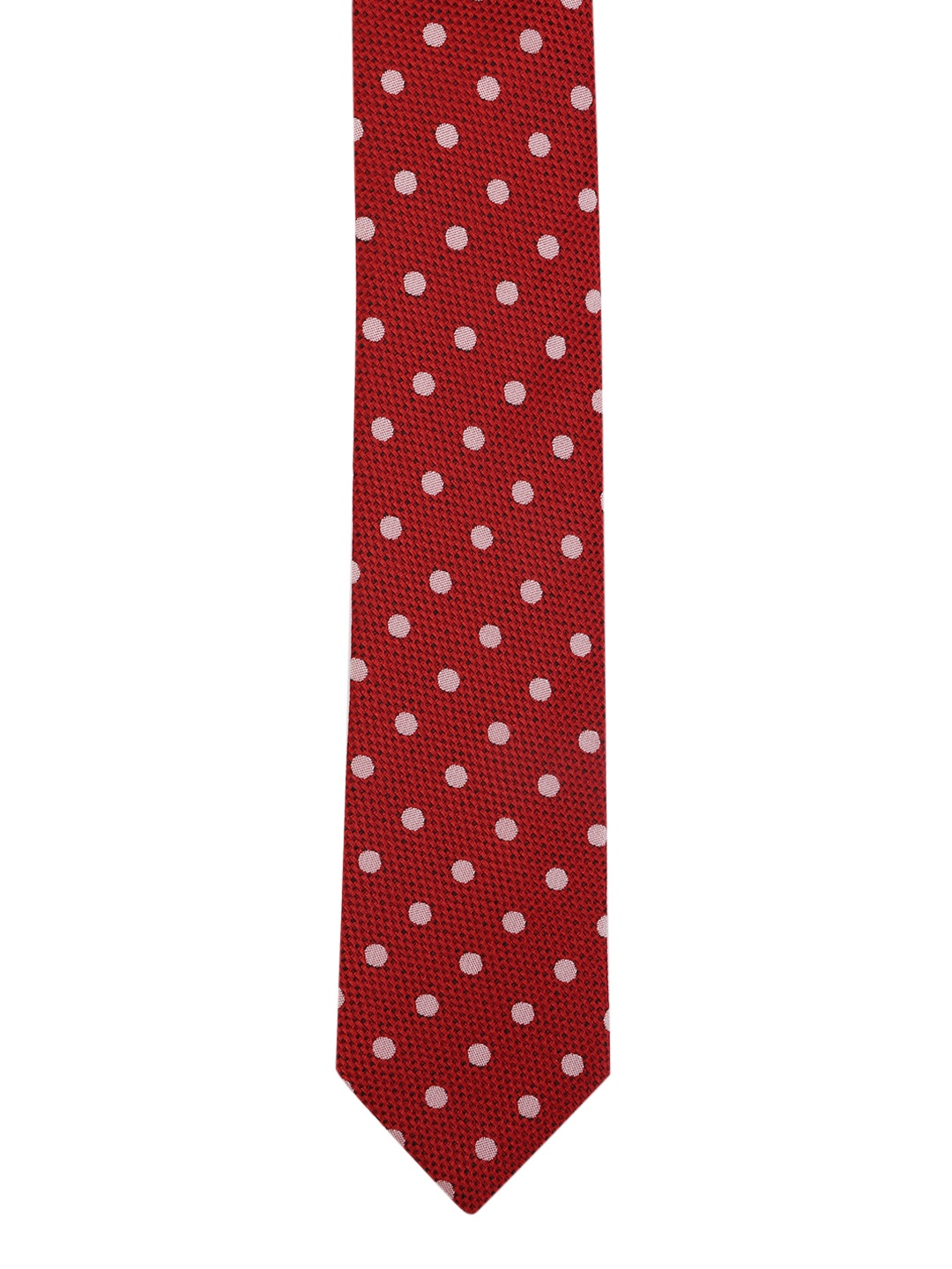 

Calvadoss Red & Off-White Woven Design Broad Tie