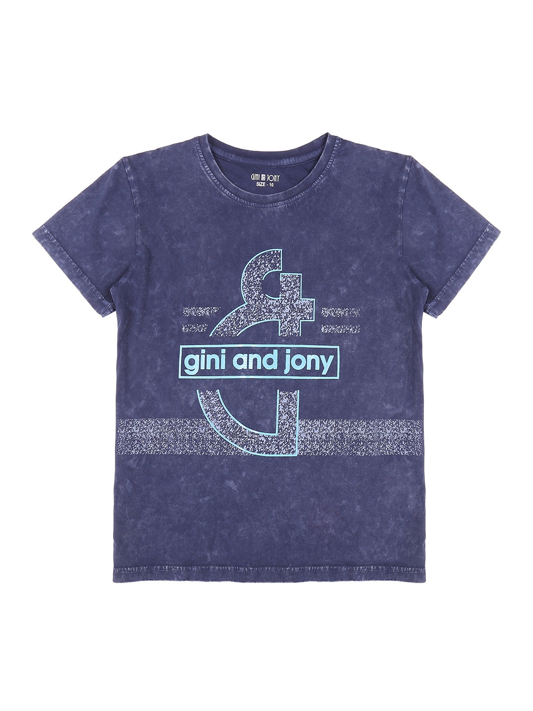 

Gini and Jony Boys Navy Blue Printed Round Neck T-shirt