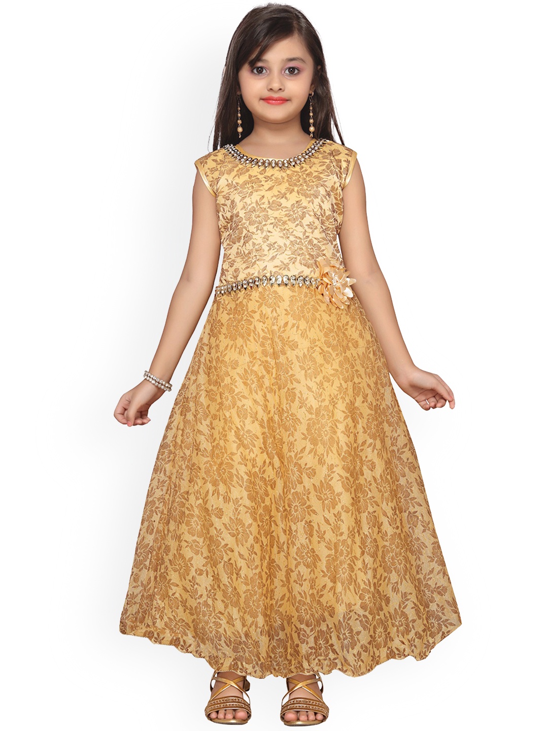 

Kidling Girls Yellow Floral Design Maxi Dress