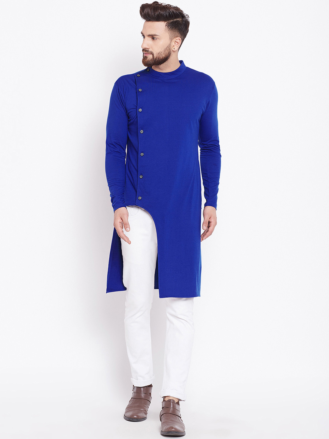

CHILL WINSTON Men Blue Solid Straight Kurta