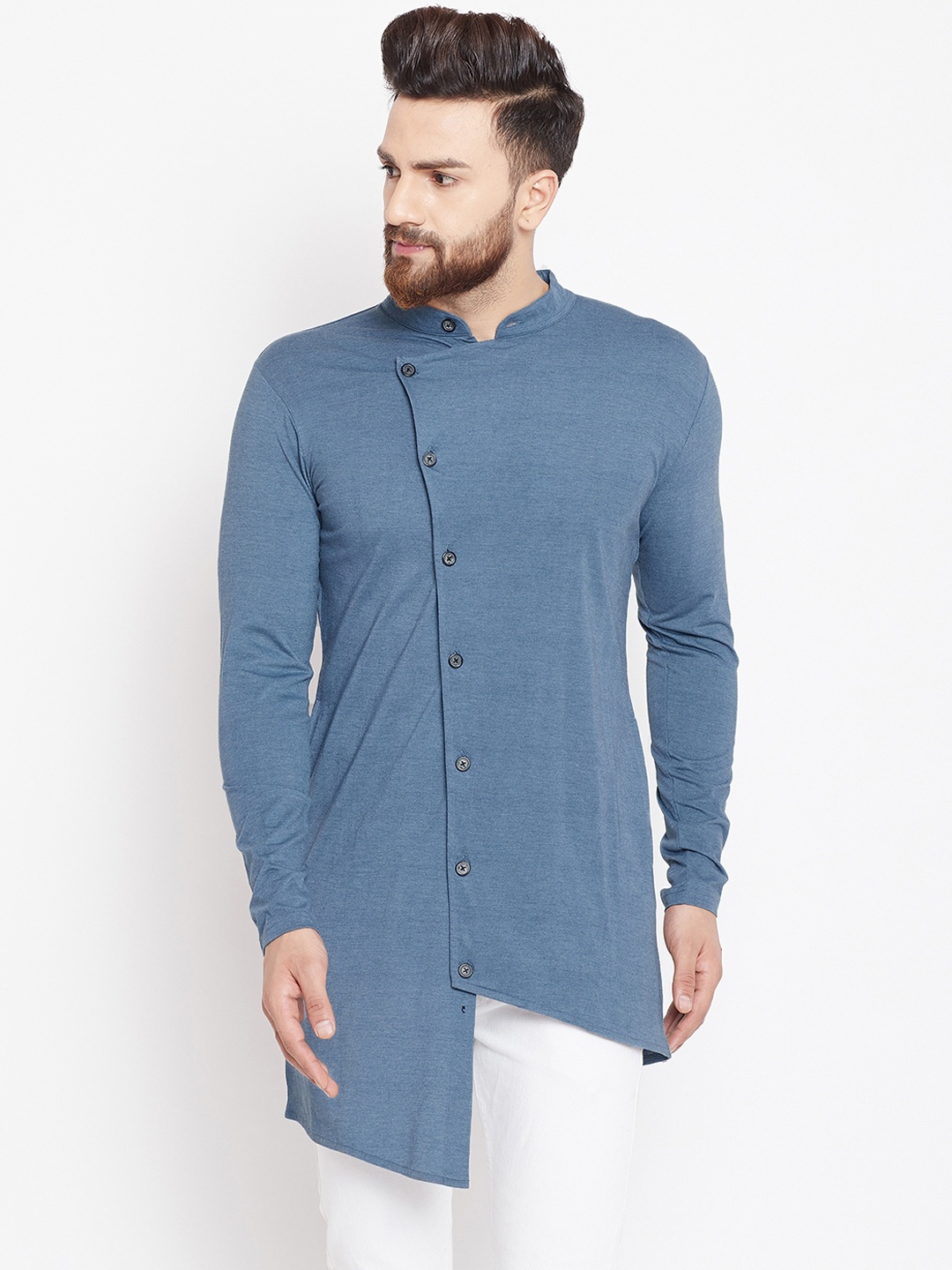 

CHILL WINSTON Men Blue Solid Straight Kurta