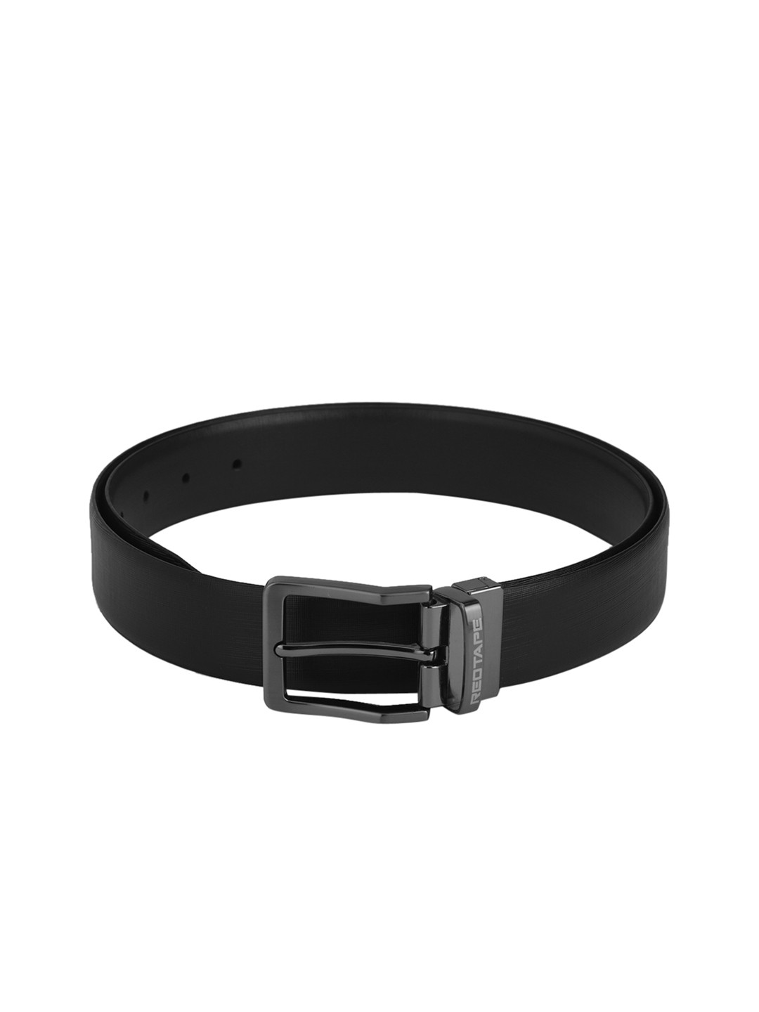 

Red Tape Men Black Solid Leather Belt