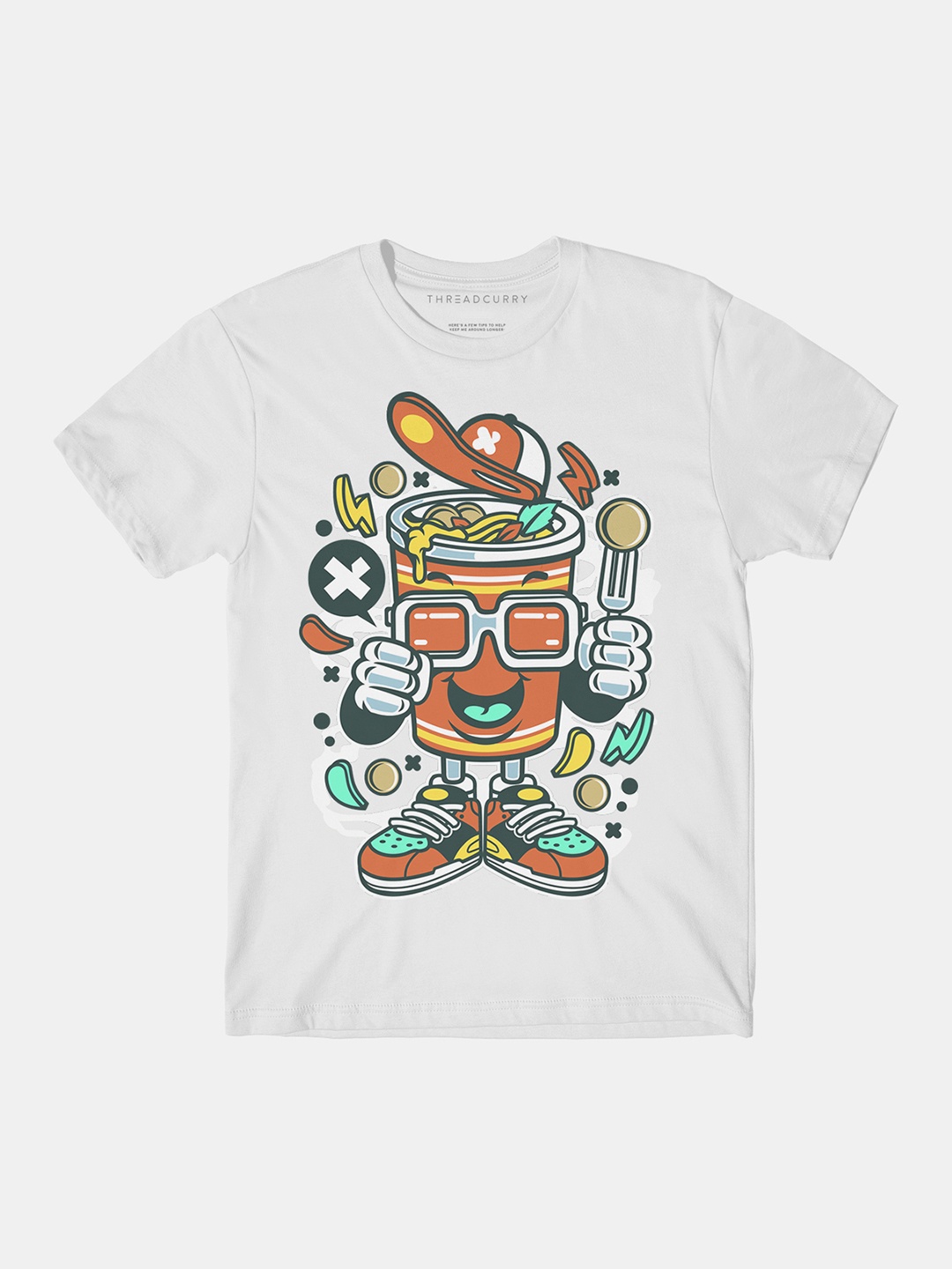 

THREADCURRY Boys White Comic Hip Print Tshirt