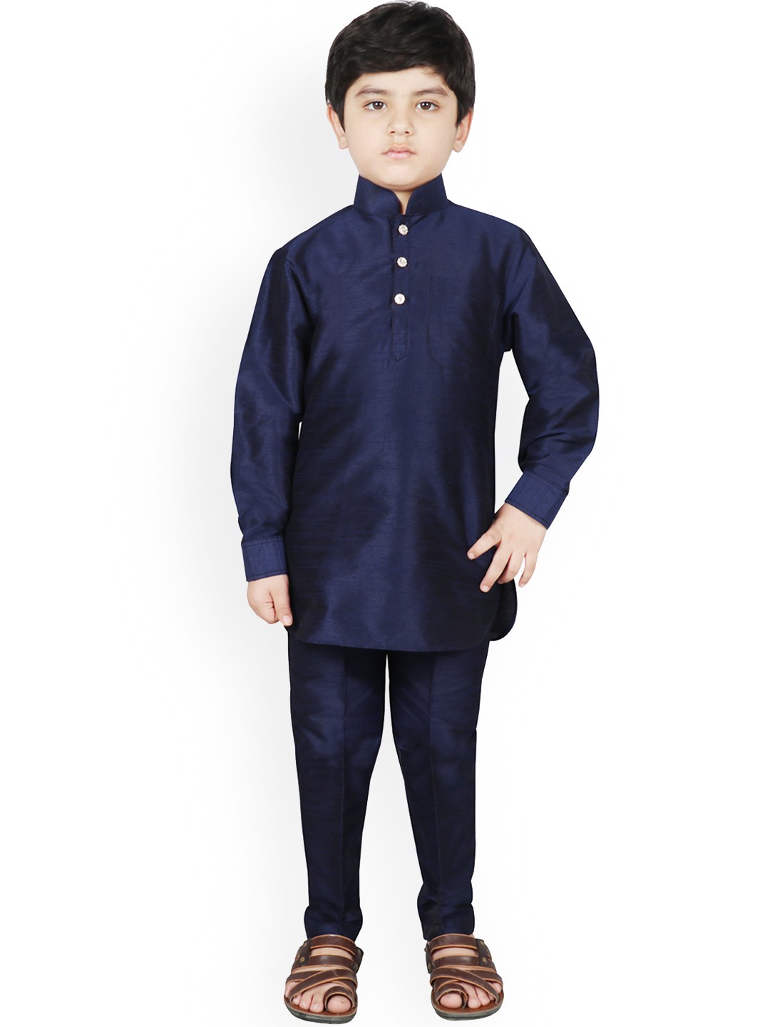 

SG YUVRAJ Boys Navy Blue Solid Kurta with Trousers