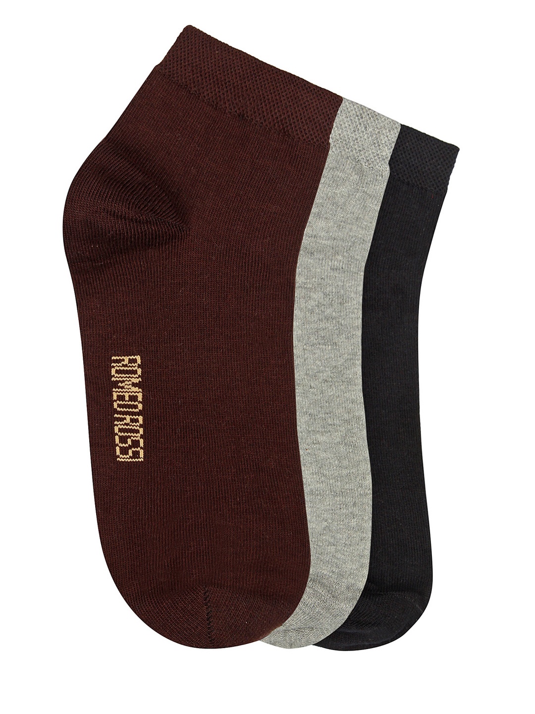 

ROMEO ROSSI Men Set of 3 Ankle-length Assorted Socks, Black