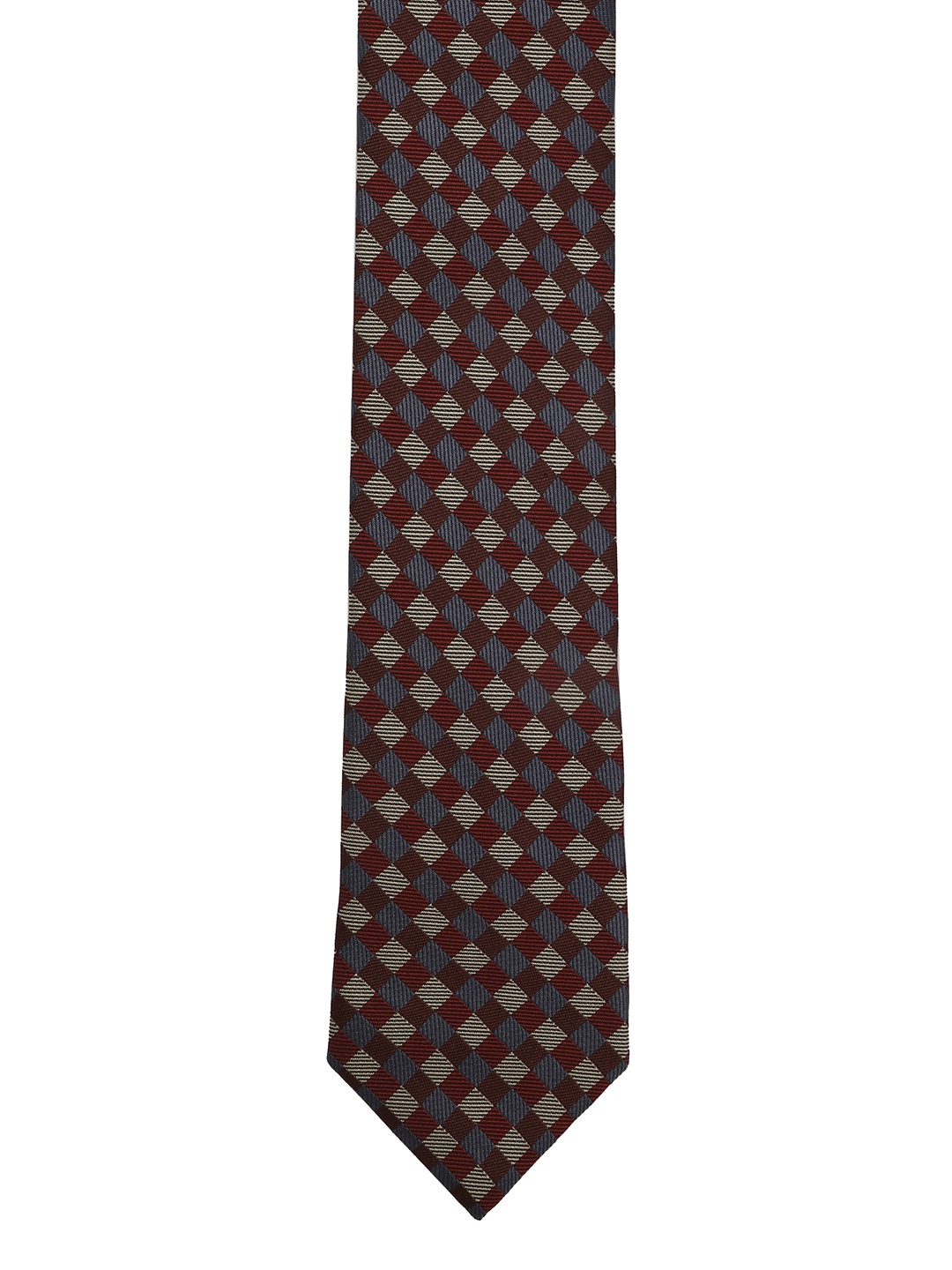 

Calvadoss Maroon & Grey Checked Broad Tie