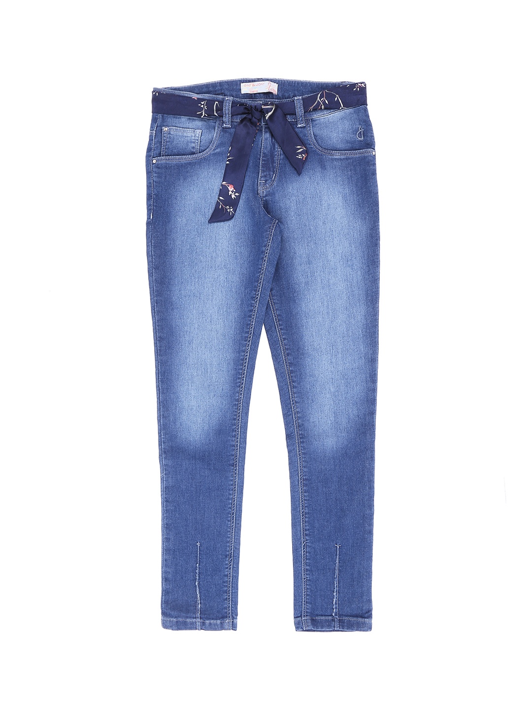 Gini and Jony Girls Blue Slim Fit Mid-Rise Clean Look Jeans