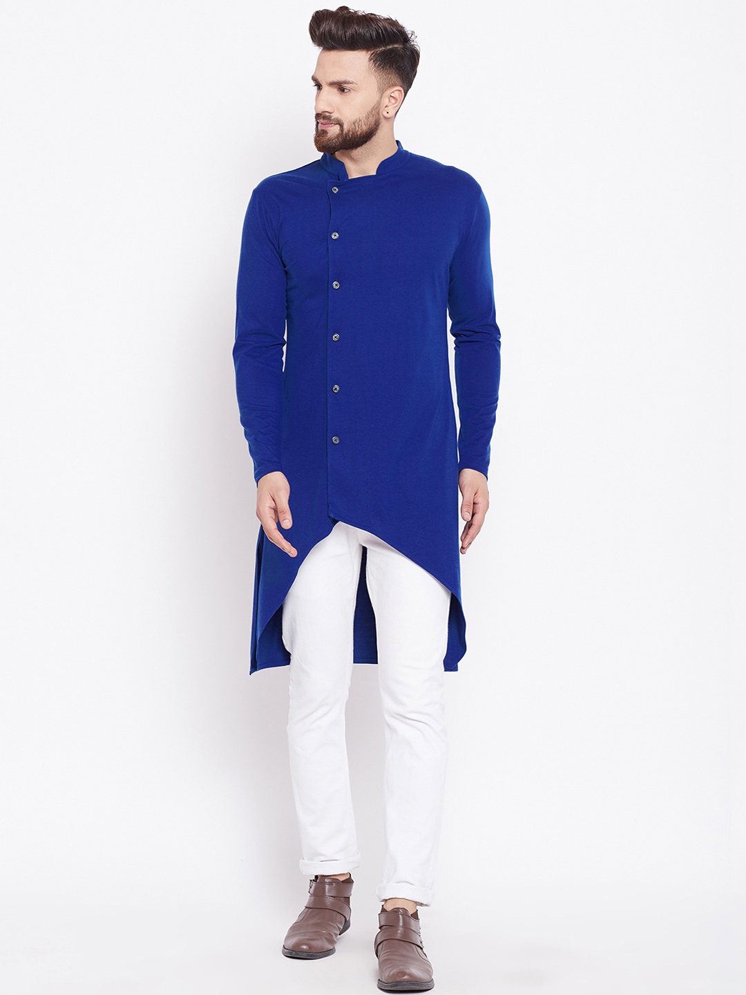 CHILL WINSTON Men Blue Solid Straight Kurta