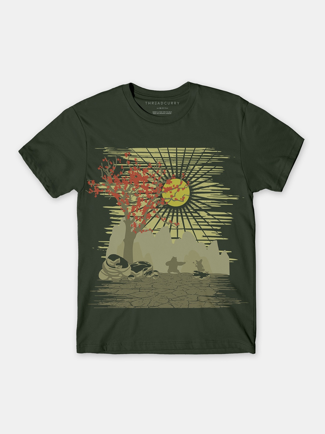 

THREADCURRY Boys Olive Comic Print Tshirt