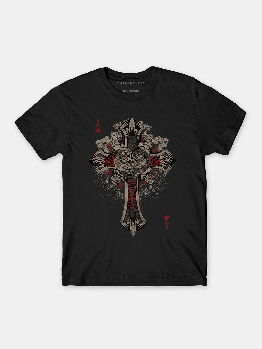 THREADCURRY Boys Black Punk Biking Print Tshirt