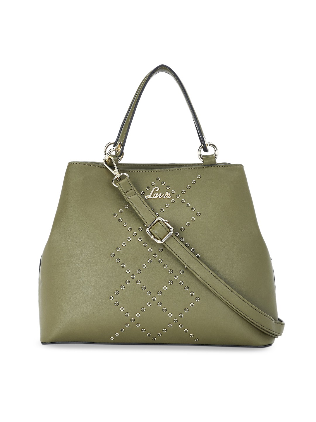 

Lavie Green Embellished Handheld Bag