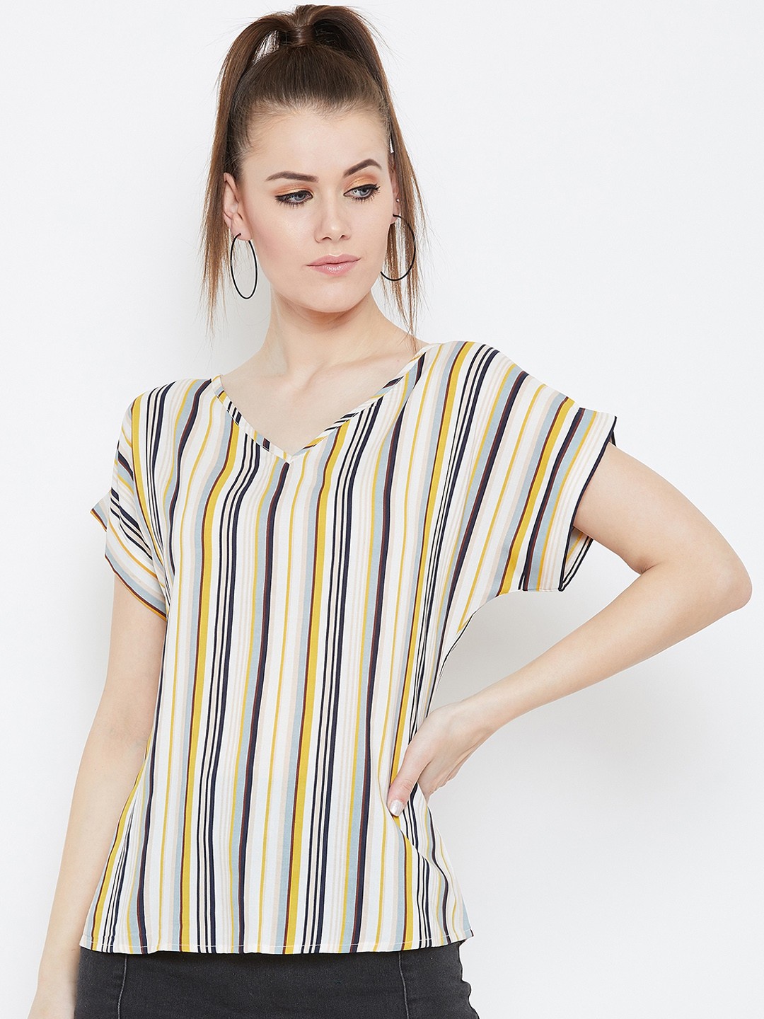 

Berrylush Women Multicoloured Striped Top, Multi