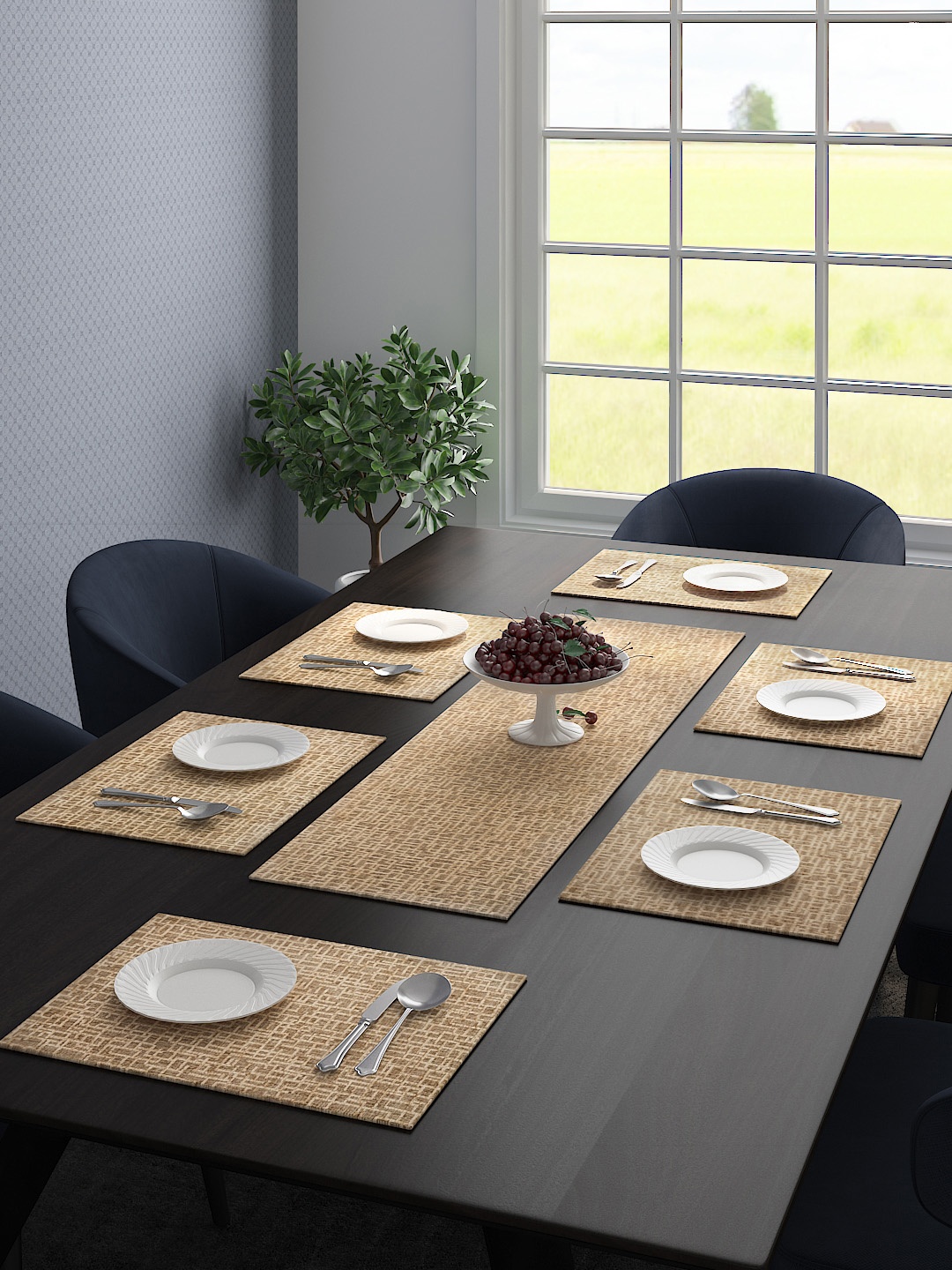 

Saral Home Set of 7 Beige Textured Table Placemats