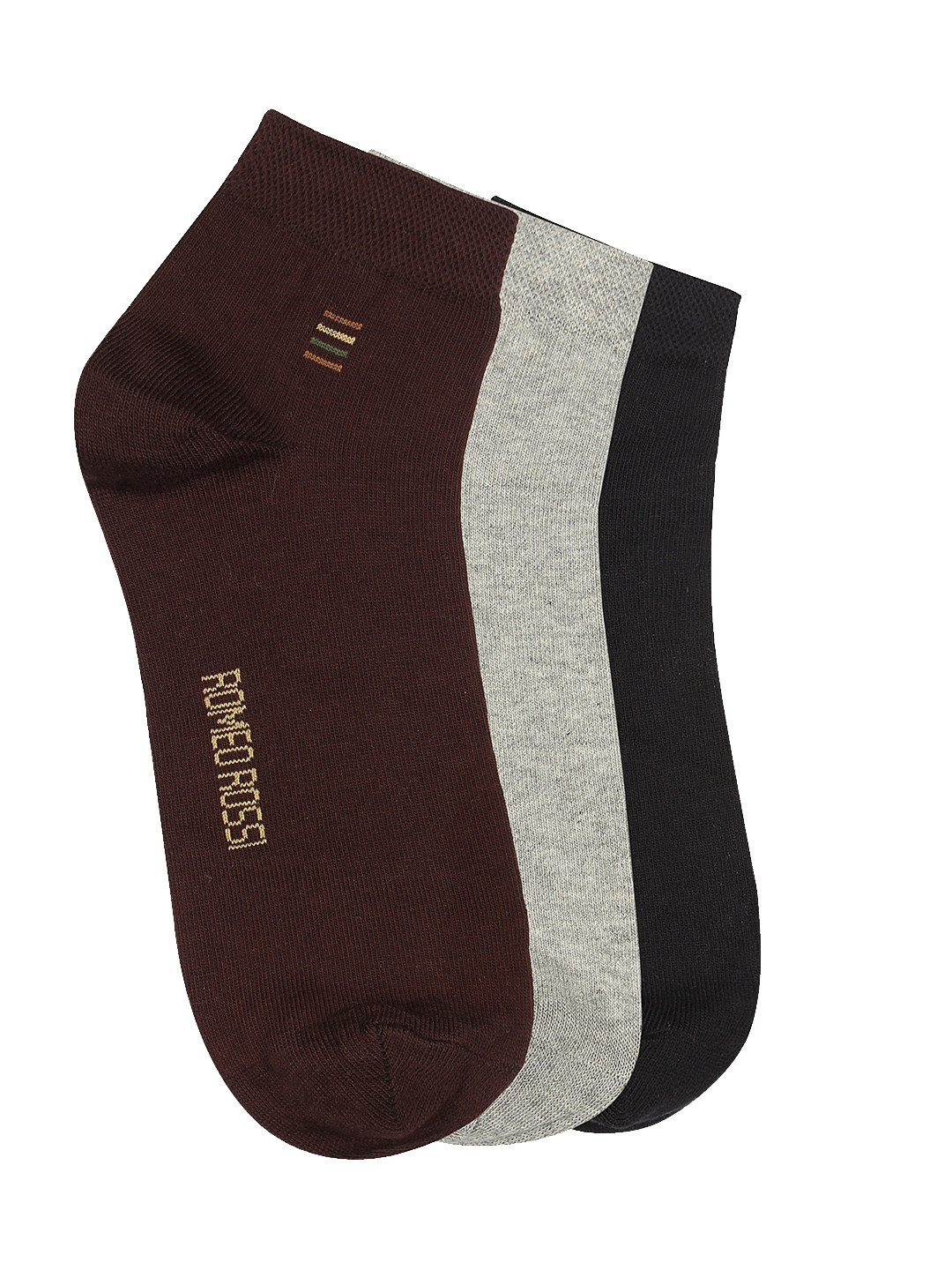 

ROMEO ROSSI Men Set of 3 Ankle-length Socks, Black