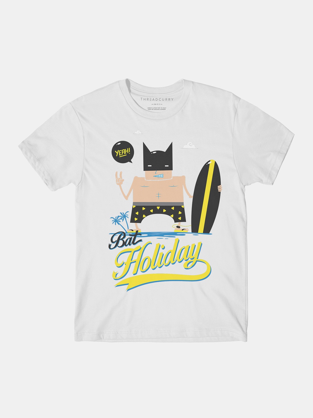 

THREADCURRY Boys White Superhero Holiday Spoof Print Tshirt