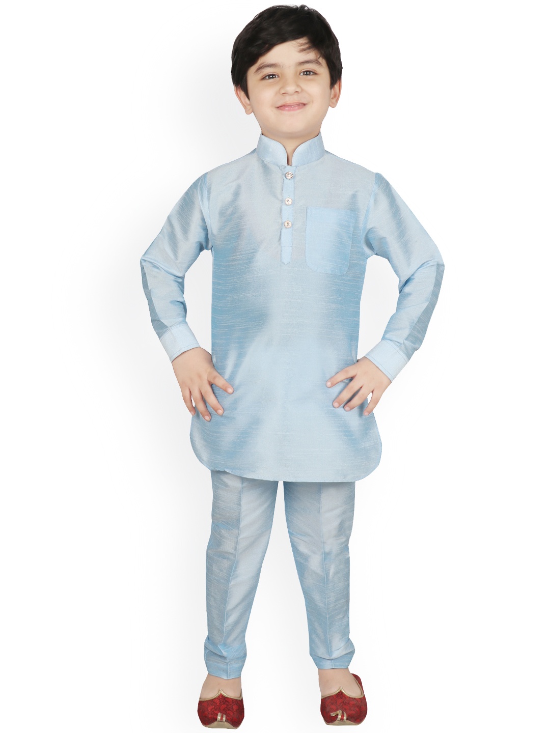 

SG YUVRAJ Boys Blue Solid Pathani Kurta with Trousers