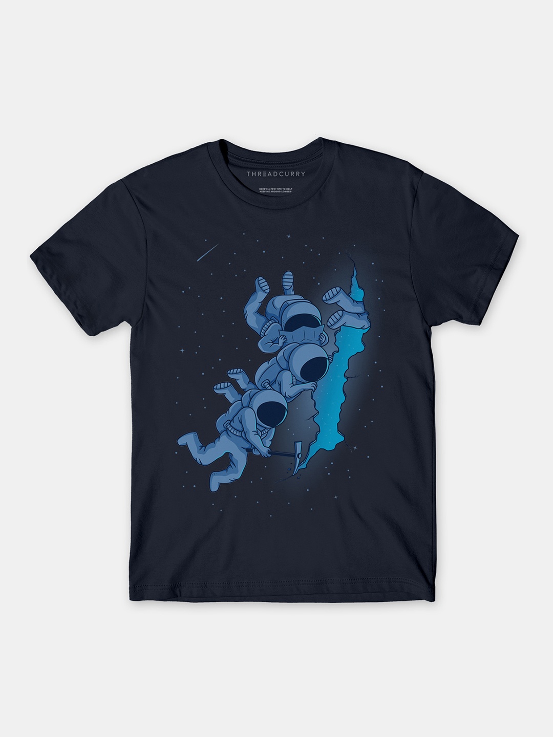 

THREADCURRY Boys Navy Blue Astronaut Holiday Print Tshirt