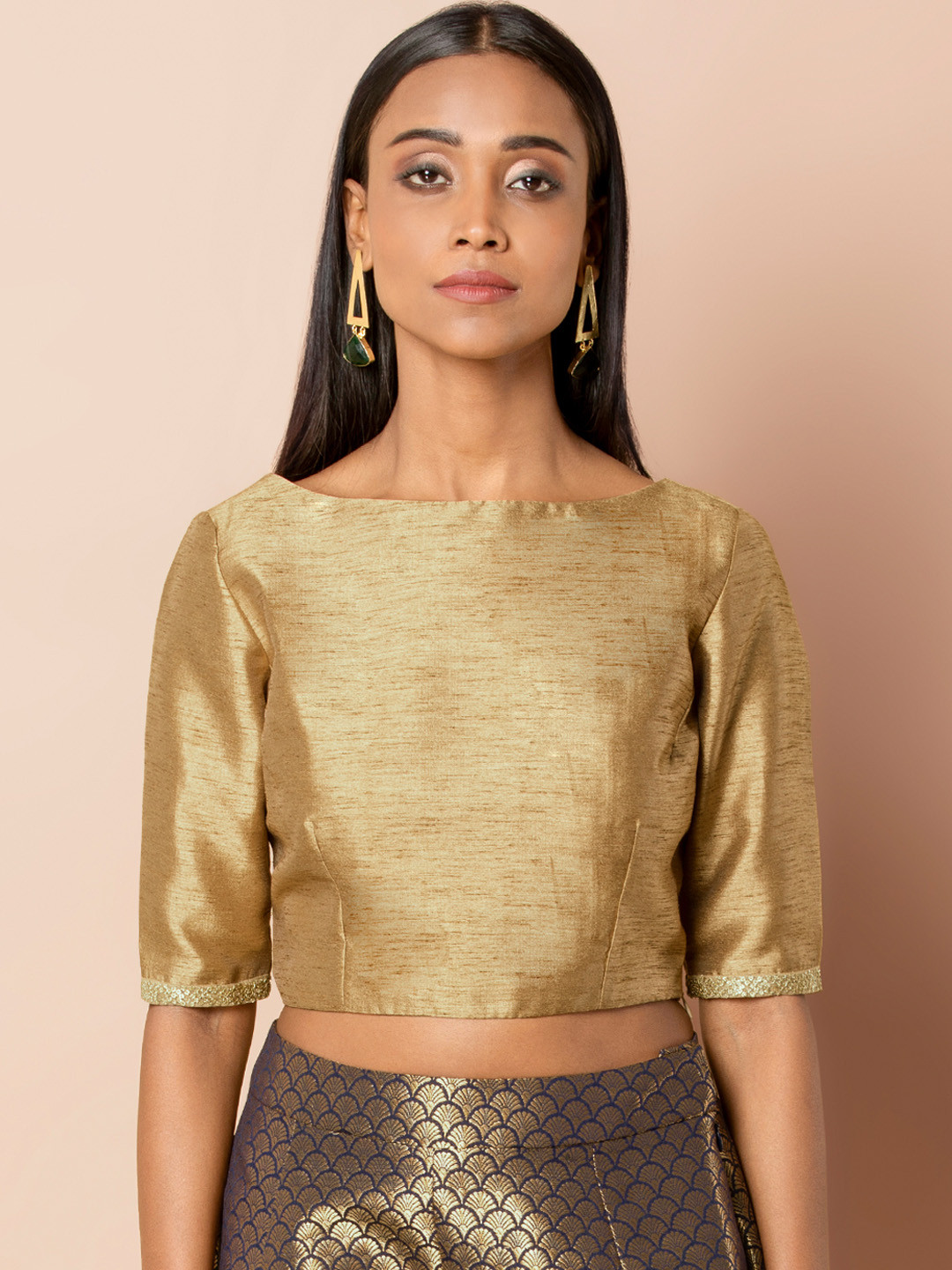 

INDYA Women Gold-Toned Solid Top