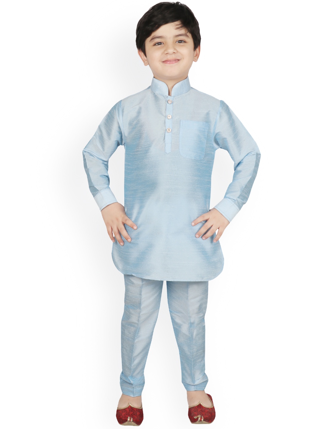 SG YUVRAJ Boys Blue Solid Kurta with Trousers
