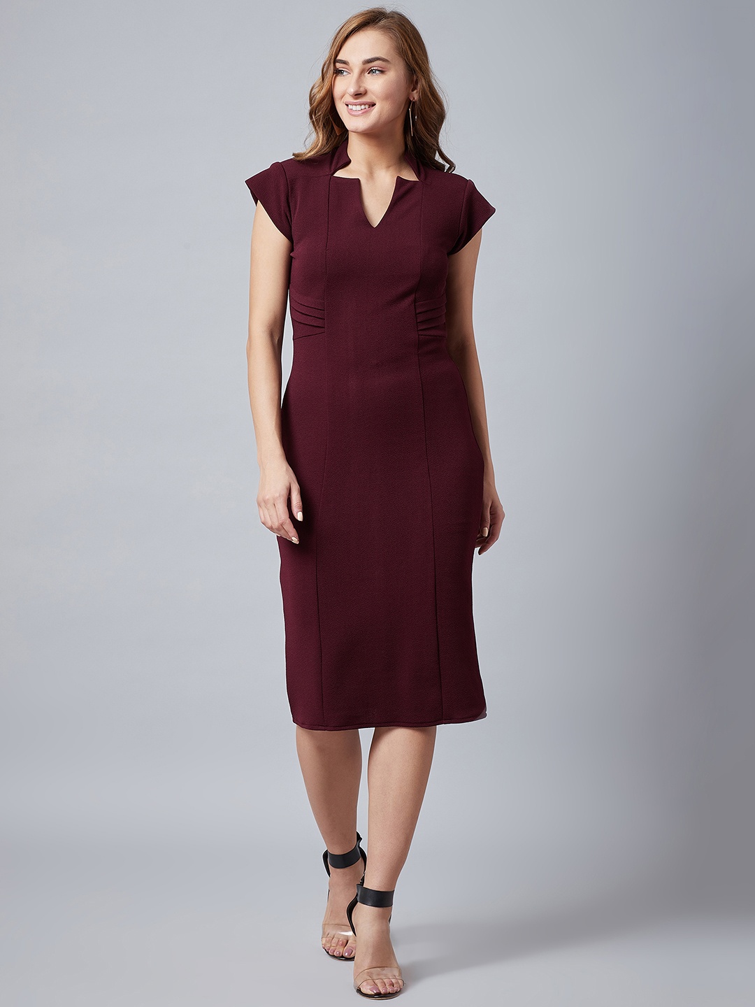 

Athena Women Burgundy Solid Sheath Dress