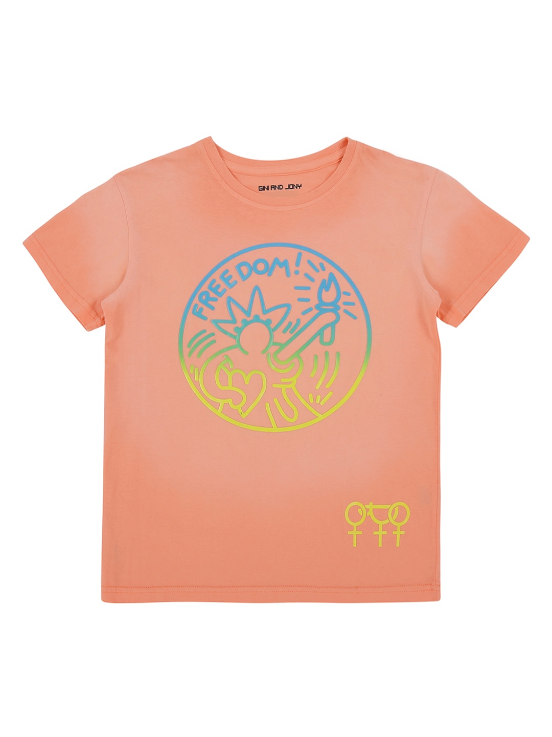 

Gini and Jony Boys Pink Printed Round Neck T-shirt