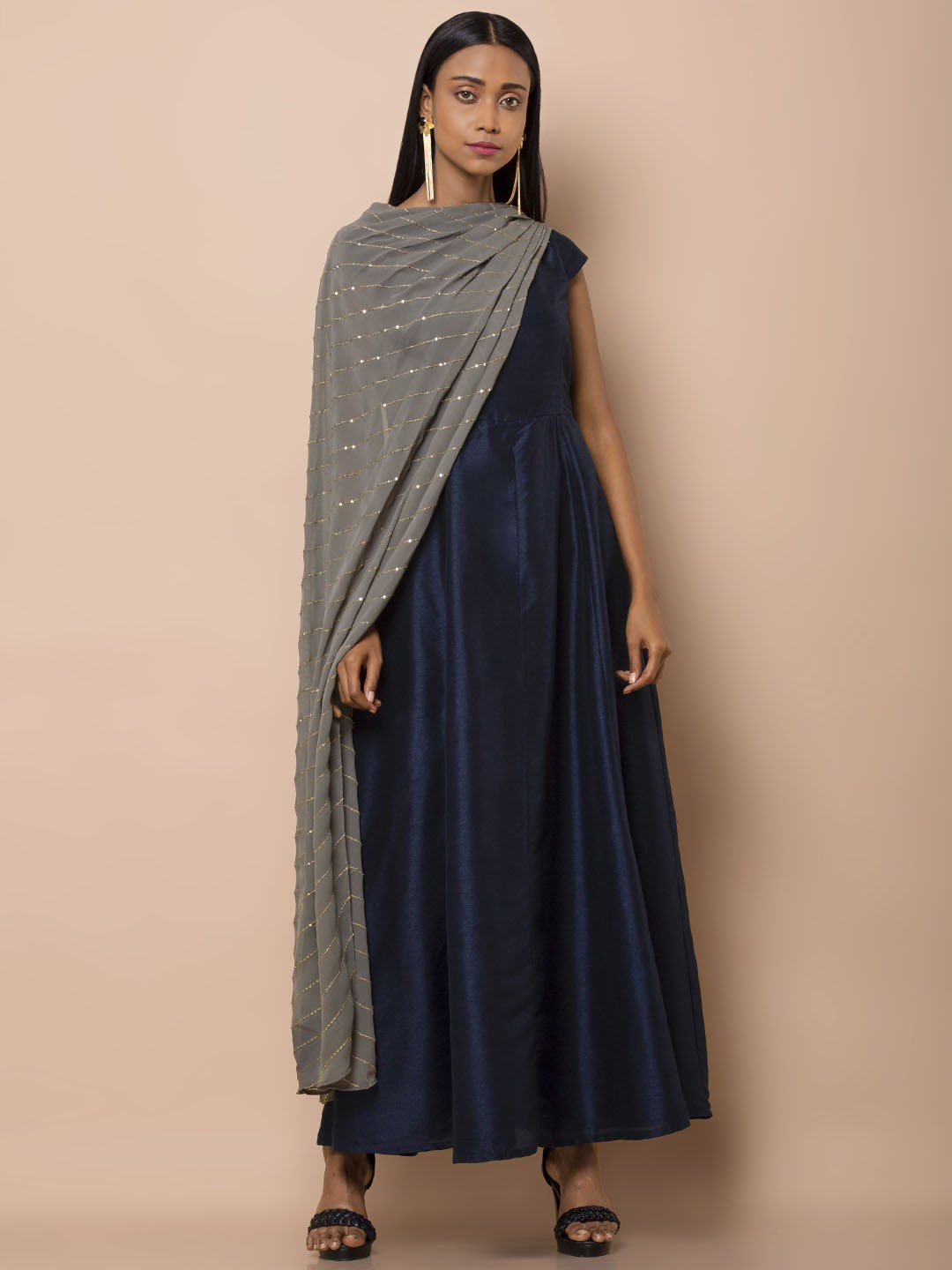 

INDYA Women Blue Solid Anarkali Kurta