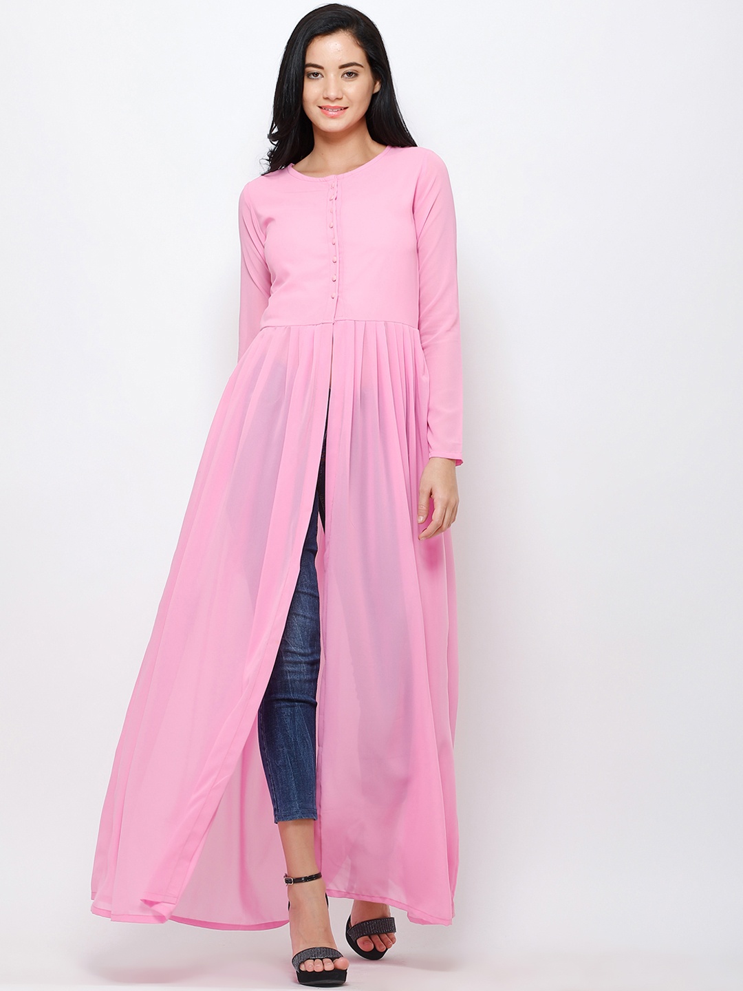 

Cation Women Pink Solid Maxi Top