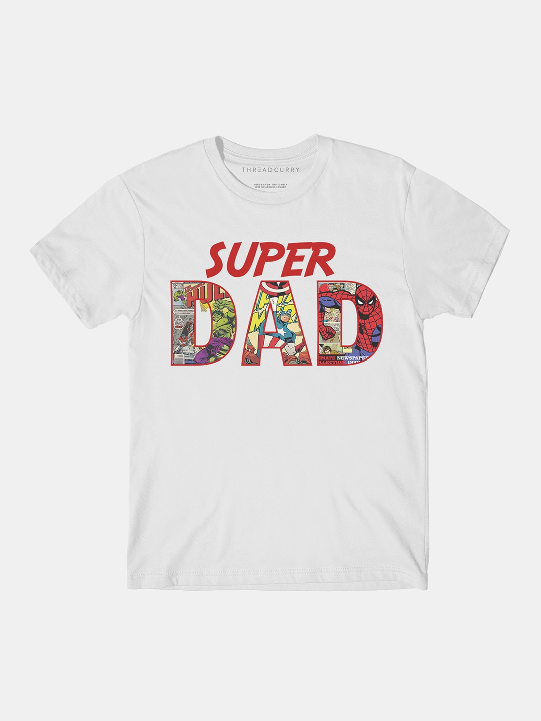 

THREADCURRY Boys White Superhero Print Tshirt