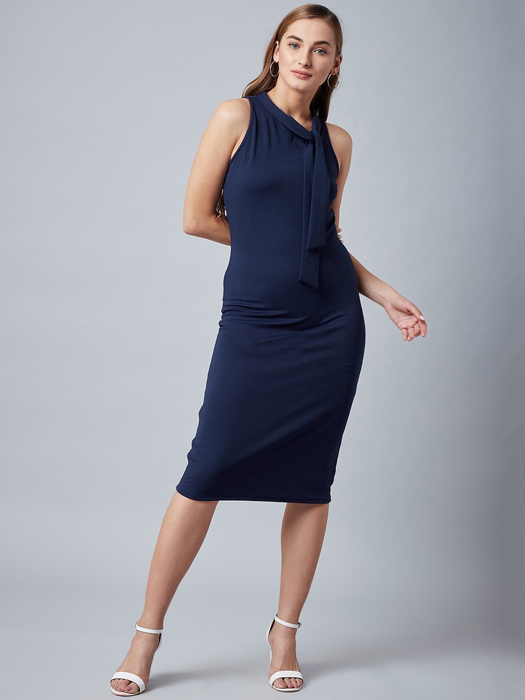 Athena Women Blue Solid Sheath Dress
