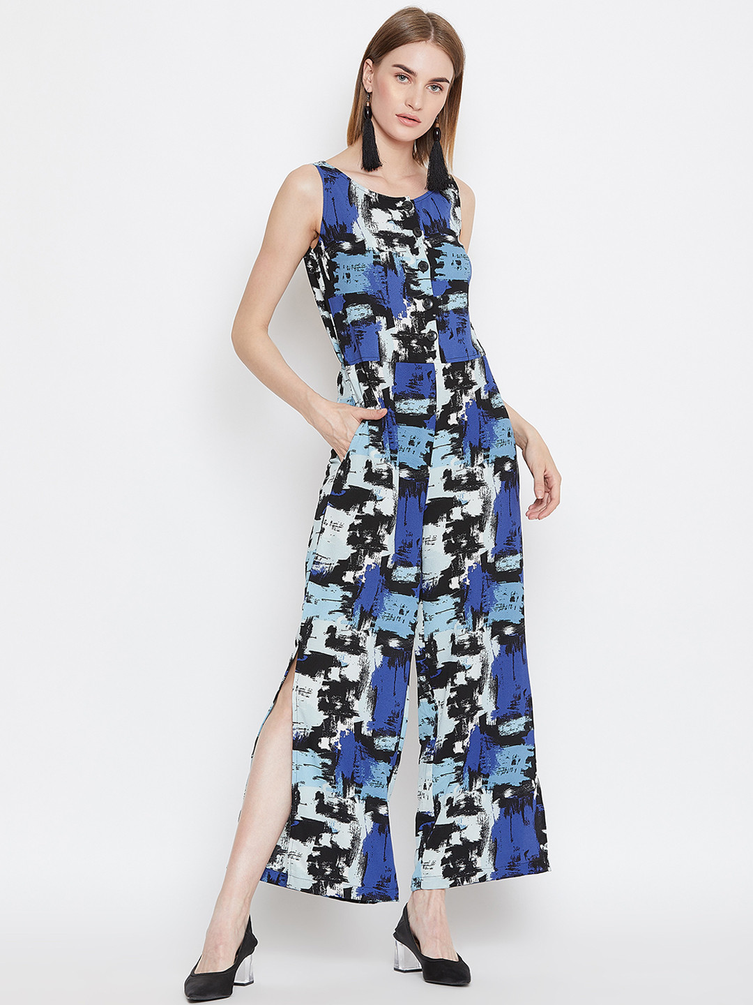 

PURYS Blue Printed Jumpsuit