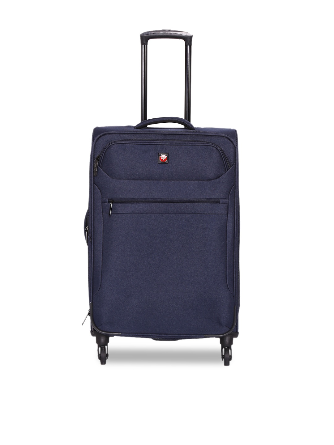 

SWISS BRAND Navy Blue Solid Hamilton Soft-Sided Cabin Trolley Bag