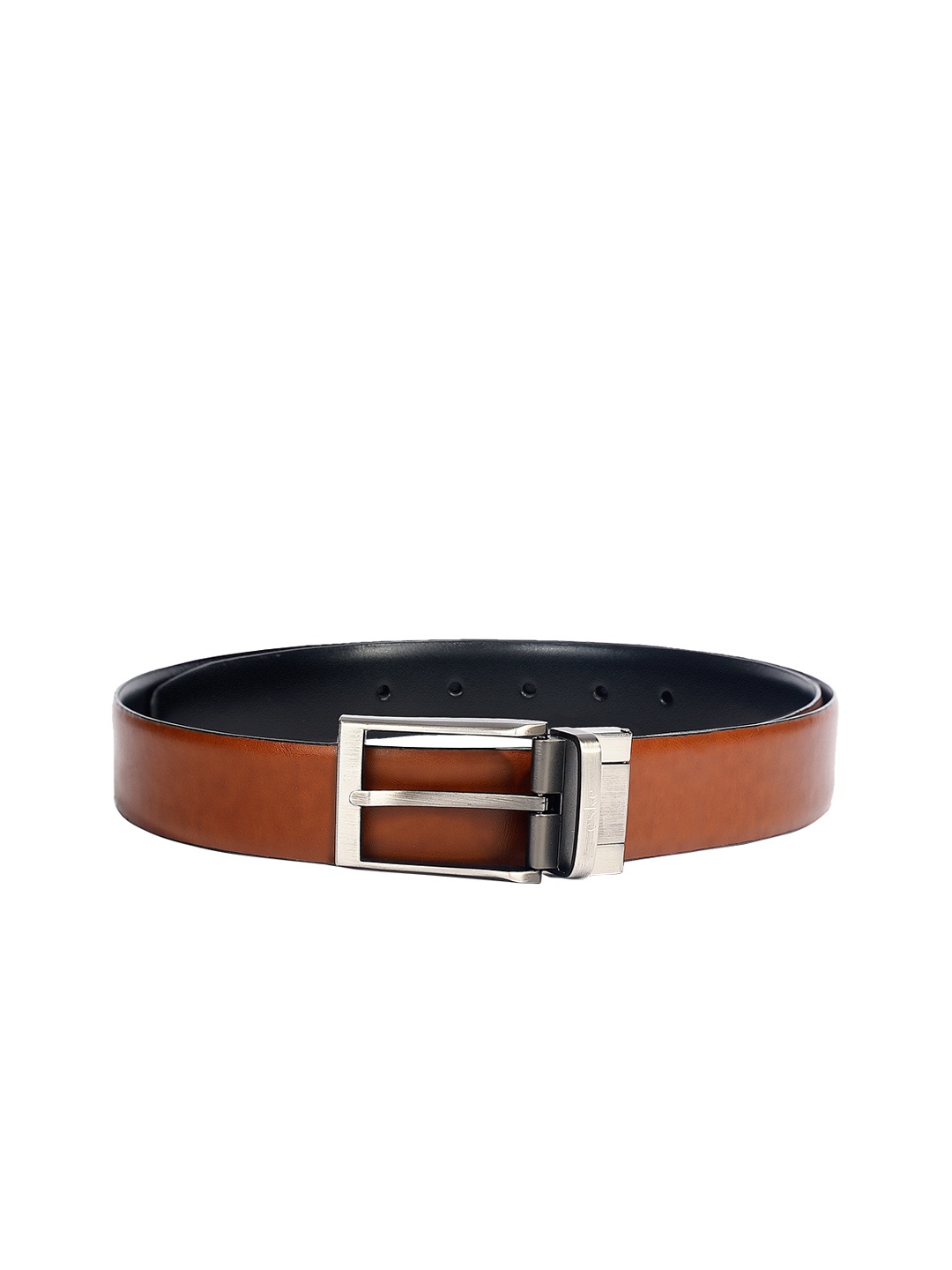 

Eske Men Tan Brown & Black Solid Reversible Leather Belt