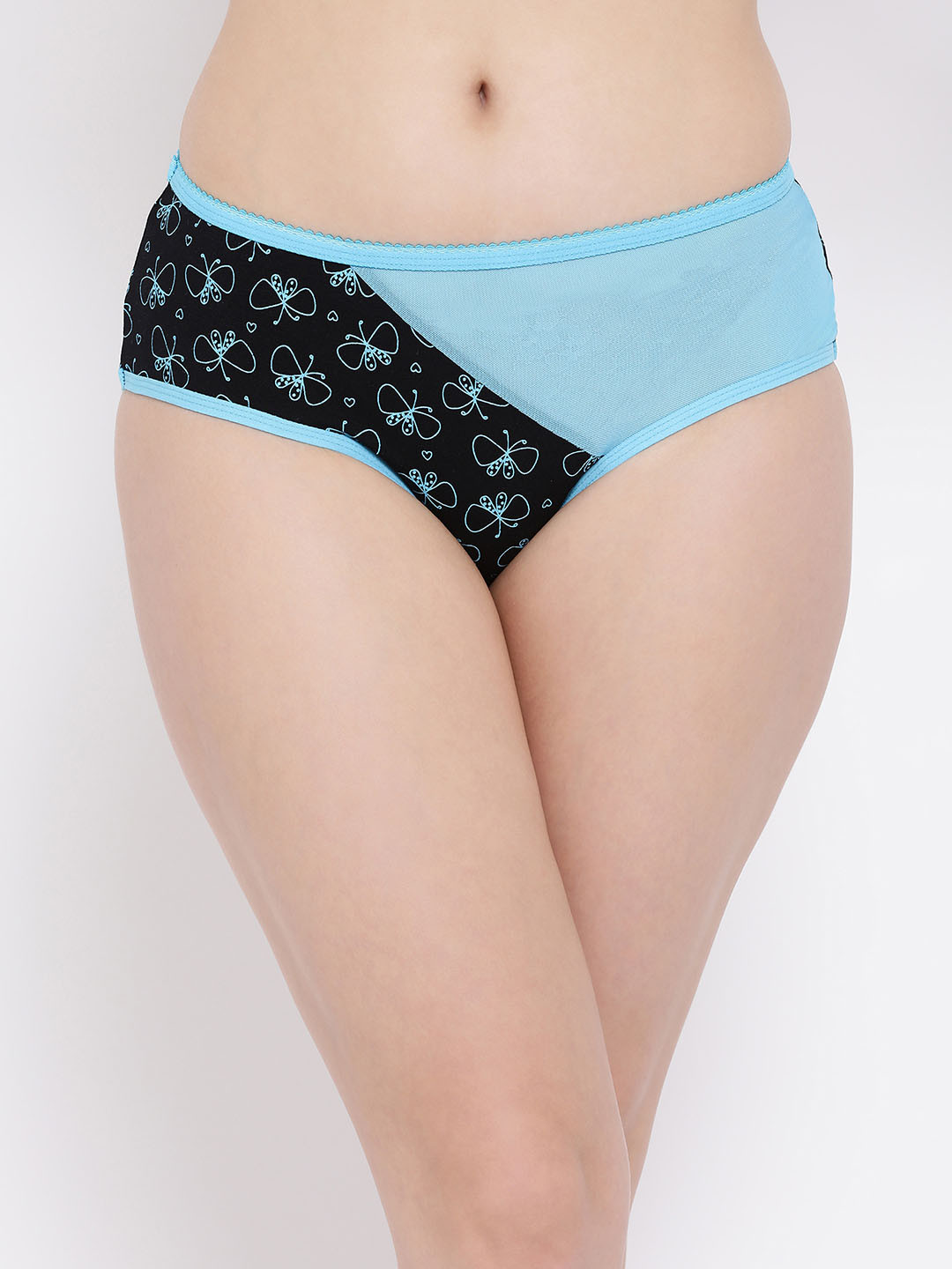 

Clovia Women Blue & Black Printed Mid Rise Hipster Briefs PN3291D13XL