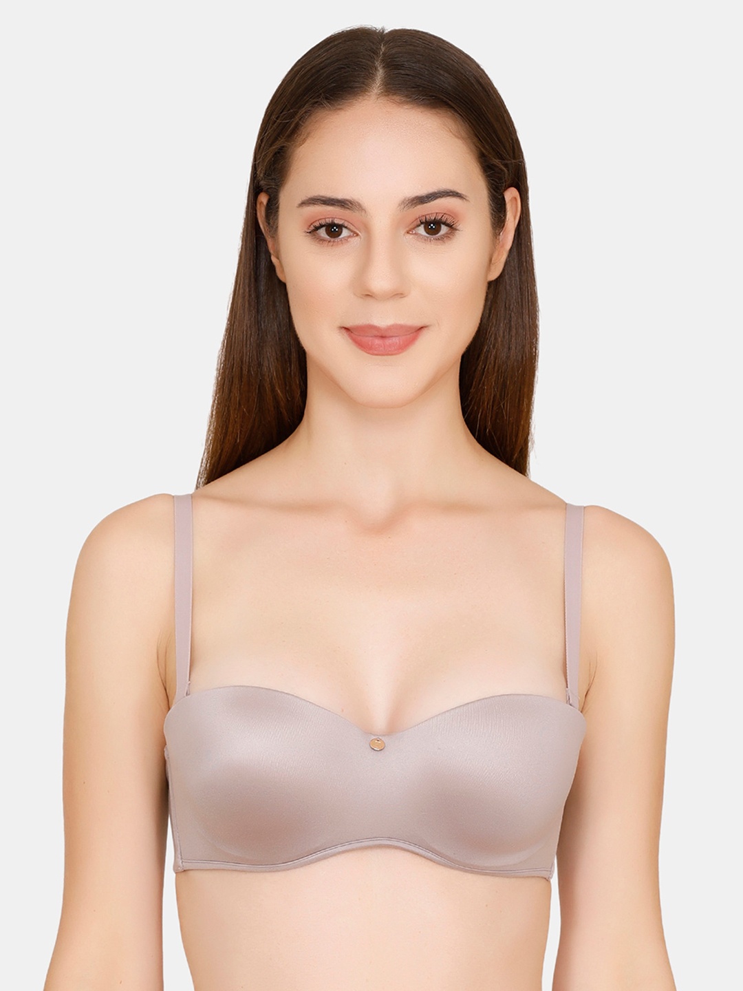 

Zivame Grey Solid Underwired Lightly Padded Balconette Bra ZI1774FASHEPURP